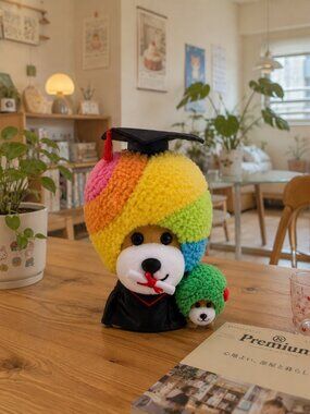 Vtg San-X Afro Ken Rainbow Graduation Plush Doll 11" Heisei Retro Japan